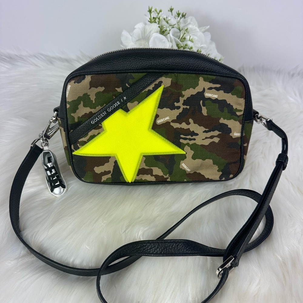 Golden Goose Green and Yellow Crossbody Bag with Star Accent